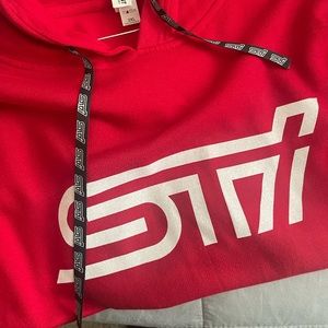 Subaru STI red hooded sweater